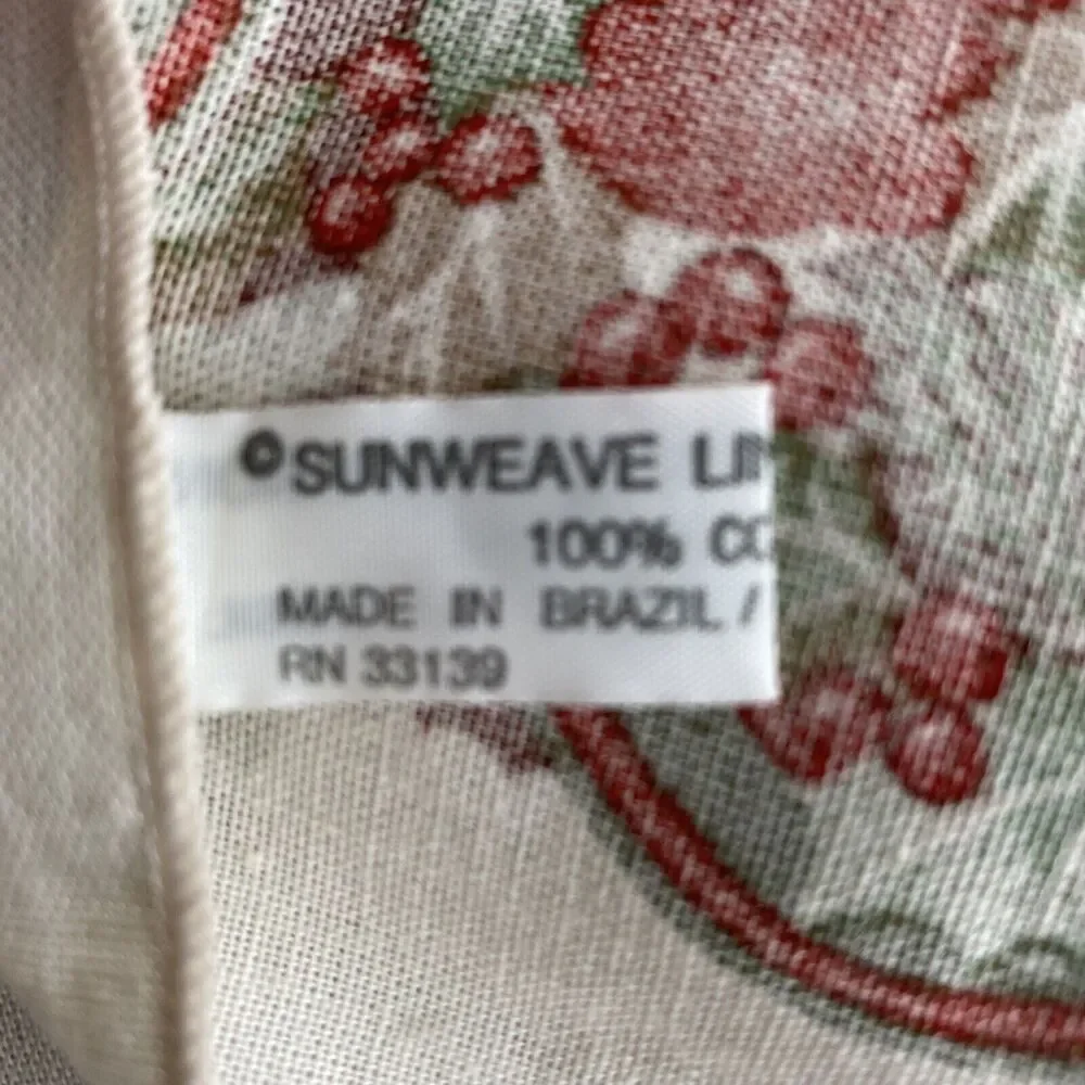 Vintage Sunweave Linen Co cotton napkin Thanksgiving holiday 16” square set of 8